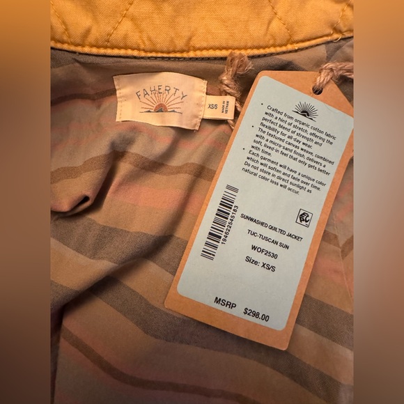 Faherty Sunwashed Quilted Puffer Jacket Sz XS/s new with tags - Picture 8 of 11